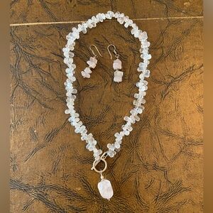 VINTAGE SILPADA ROSE QUARTZ NECKLACE AND EARRINGS